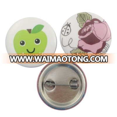 Customized logo cute tin metal button badge with safety pin