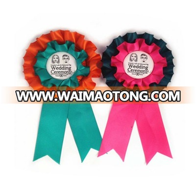 Fancy Custom Small Satin Award Ribbon Flowers For Celebration